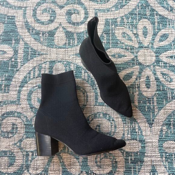 Aldo Women's Black Knit Pointed-Toe Ankle Boots with Block Heel - Size US 7.5 - Picture 12 of 12